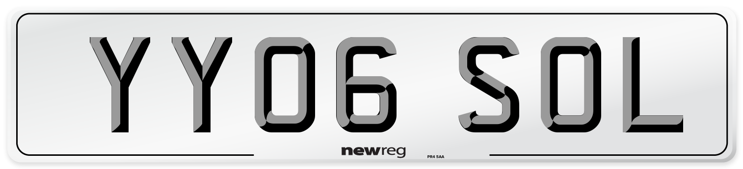 YY06 SOL Number Plate from New Reg
